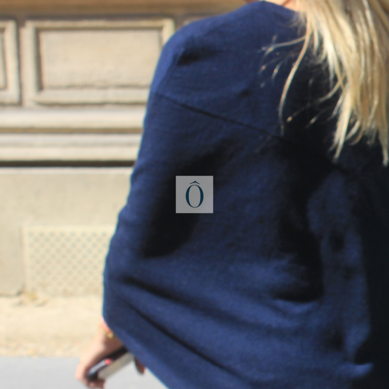 cape poncho en cachemire bleu nuit