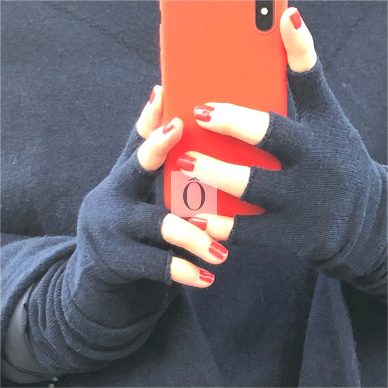 Alternative view of Mitaines cachemire bleu